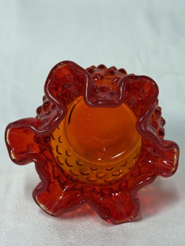 Stunning Fenton Amberina Hobnail Double-Crimped Vase - Image 2