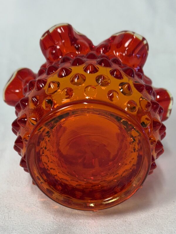 Stunning Fenton Amberina Hobnail Double-Crimped Vase - Image 3