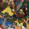 Vibrant Red-Ringed 10-inch Hand-Painted Mexican Folk Art  Terracotta Wall Plate  - Image 2