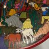 Vibrant Red-Ringed 10-inch Hand-Painted Mexican Folk Art  Terracotta Wall Plate  - Image 3