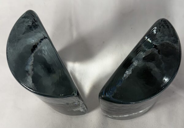 Pair Blenko Demilune Clear Glass Bookends MCM - Image 3