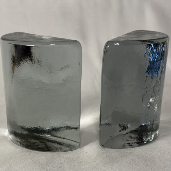 Pair Blenko Demilune Clear Glass Bookends MCM