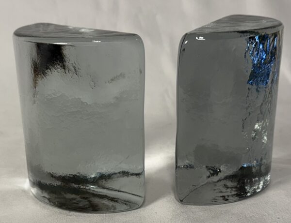 Pair Blenko Demilune Clear Glass Bookends MCM - Image 6