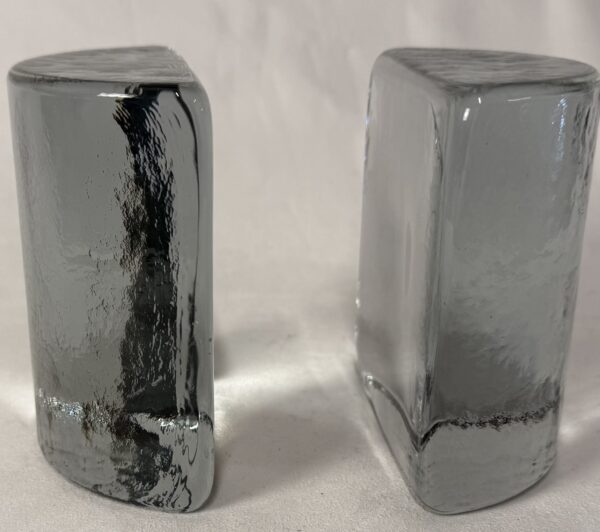 Pair Blenko Demilune Clear Glass Bookends MCM - Image 2