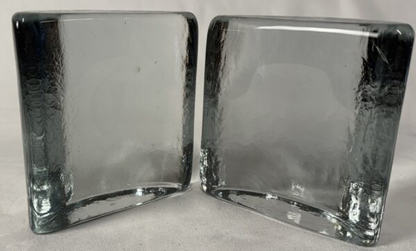 Pair Blenko Demilune Clear Glass Bookends MCM - Image 4