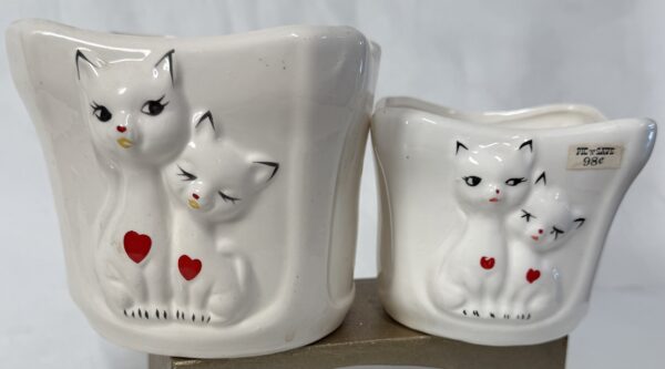 Pair of Pic 'n' Save Kitty MCM Planters - Image 5