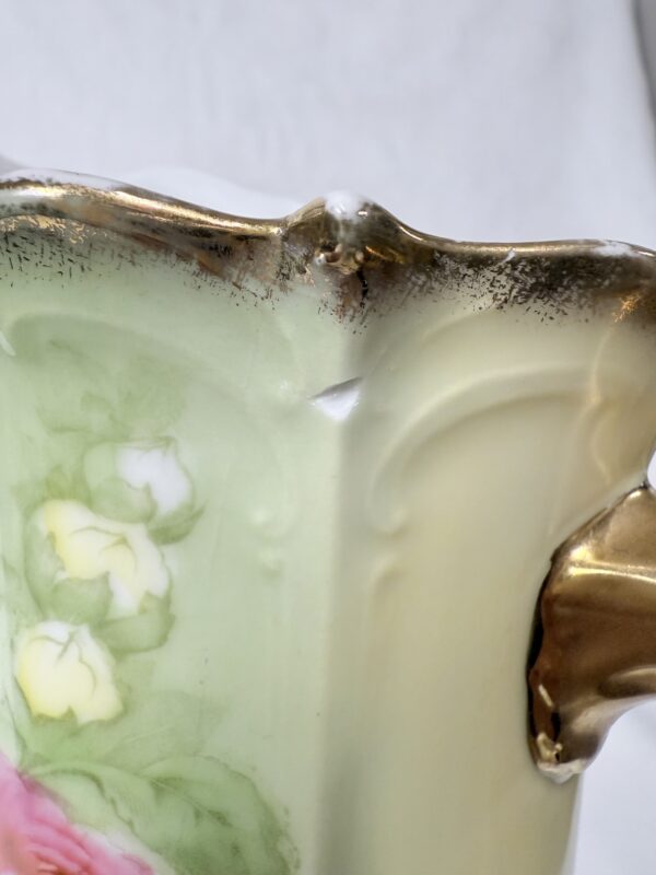 Green sweetheart pitcher with pretty pink flowers - Image 2