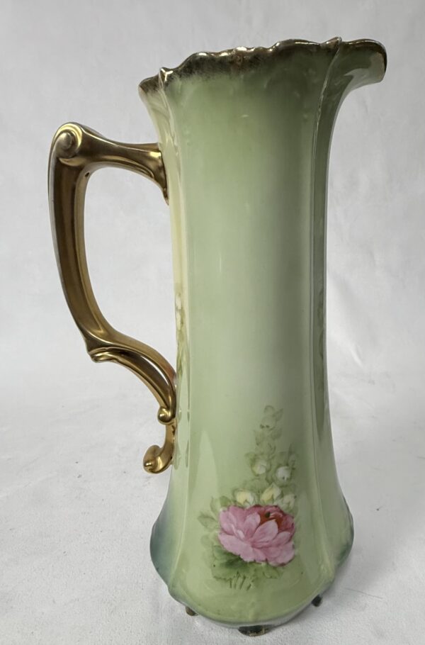 Green sweetheart pitcher with pretty pink flowers - Image 5