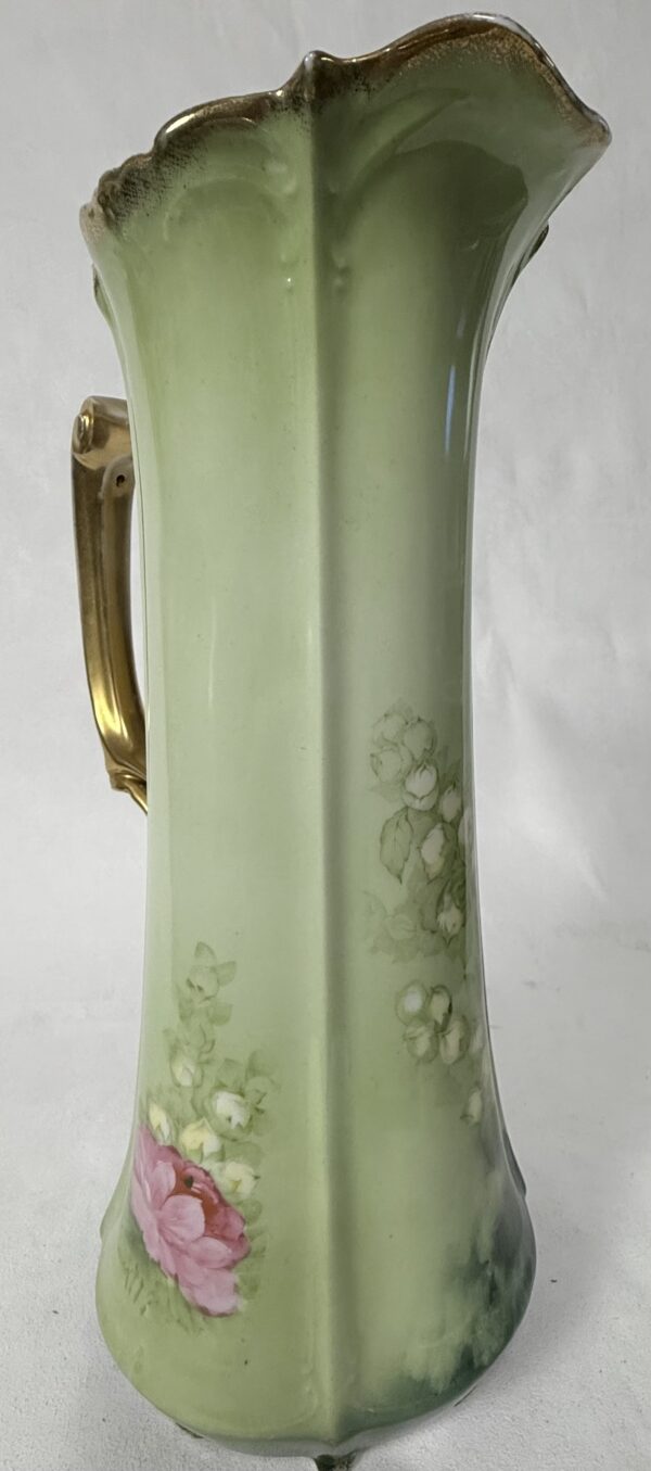 Green sweetheart pitcher with pretty pink flowers - Image 4