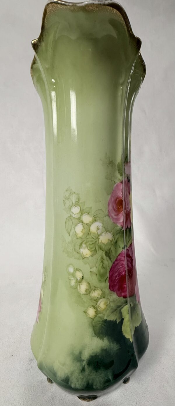 Green sweetheart pitcher with pretty pink flowers - Image 3