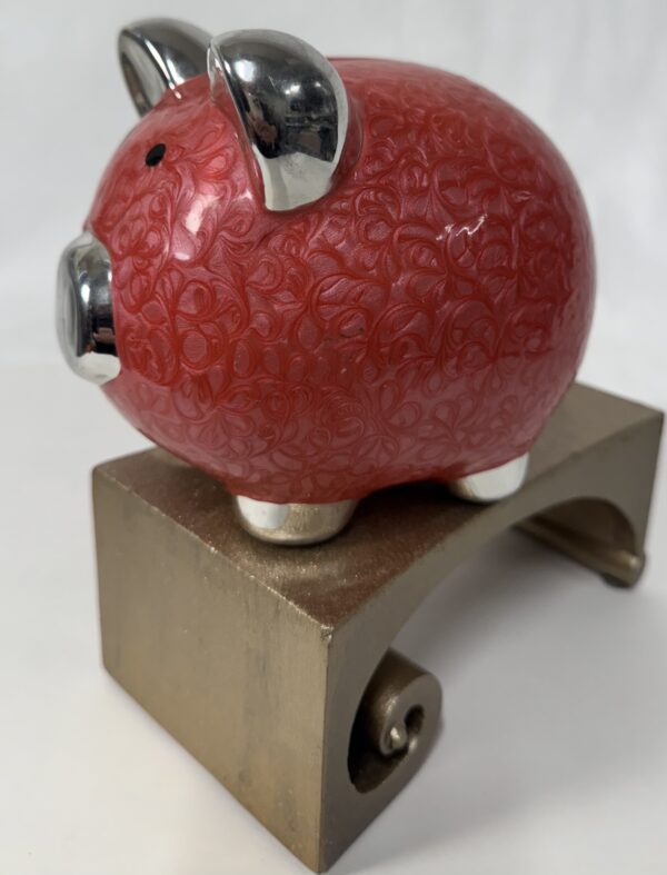 Sweet Silver & Pink Enamel Piggy Bank  - Image 3