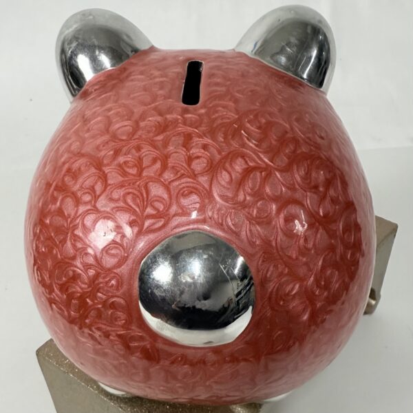 Sweet Silver & Pink Enamel Piggy Bank  - Image 7