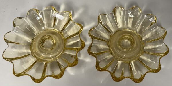 Celestial Sun Gold Fostoria Floral/Star Candlestick Holders