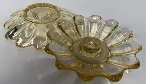 Celestial Sun Gold Fostoria Floral/Star Candlestick Holders - Image 6